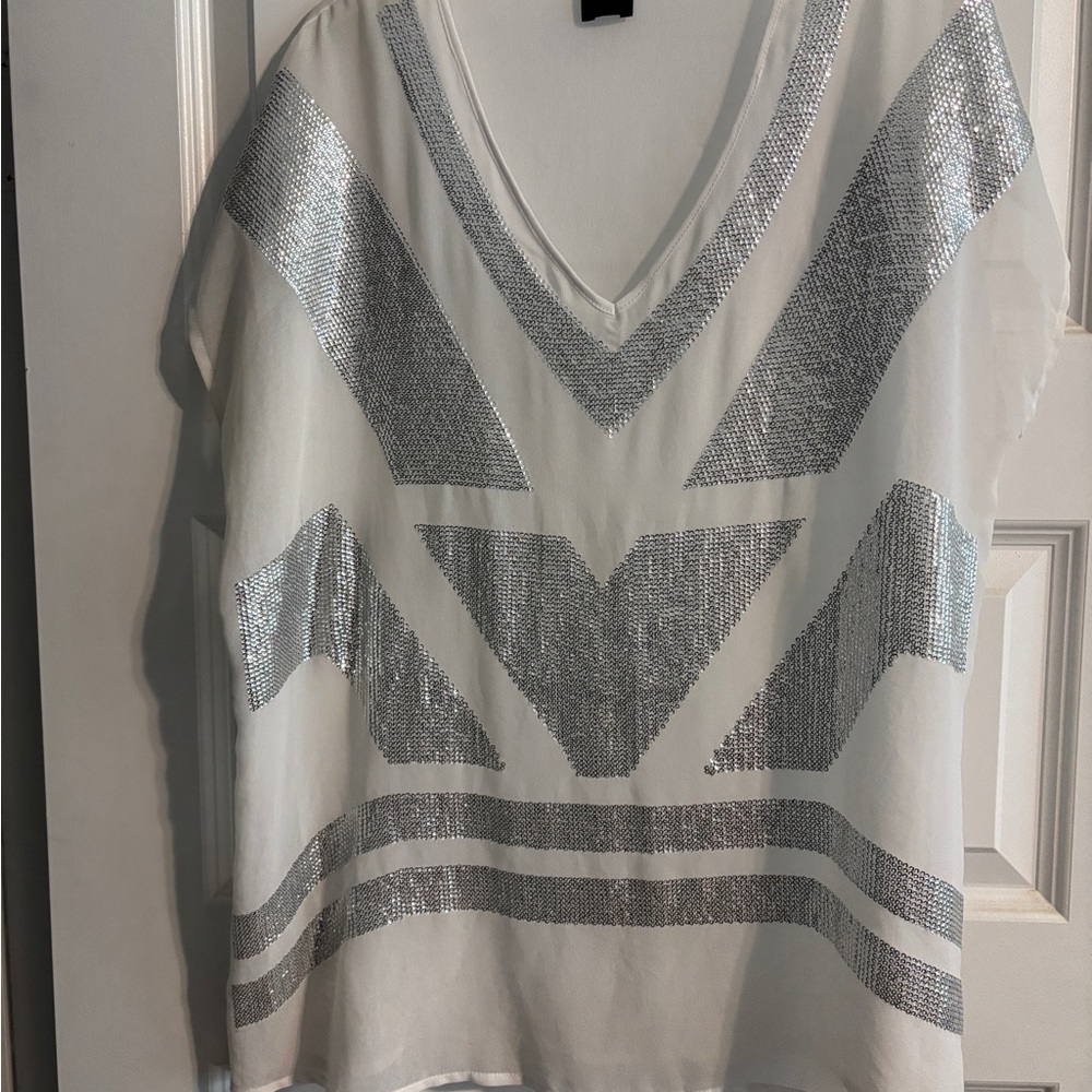 Silver and White Women's Top